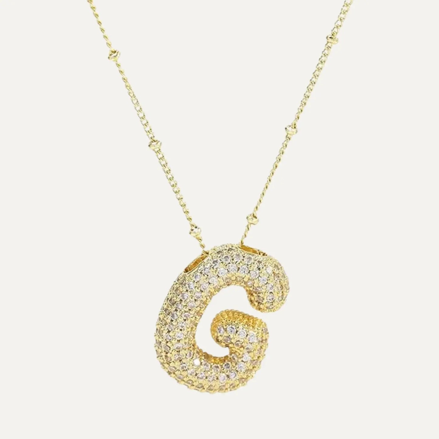 Gold Plated Balloon 26 Letter Necklaces Copper Zircon Bubble Initial Pendant Chunky Women Personality Chain Jewelry
