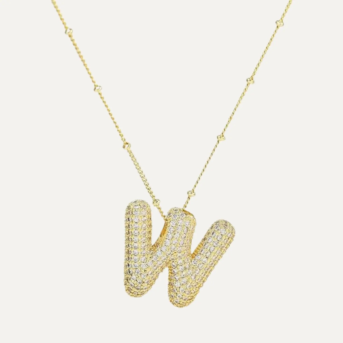 Gold Plated Balloon 26 Letter Necklaces Copper Zircon Bubble Initial Pendant Chunky Women Personality Chain Jewelry Kevoria