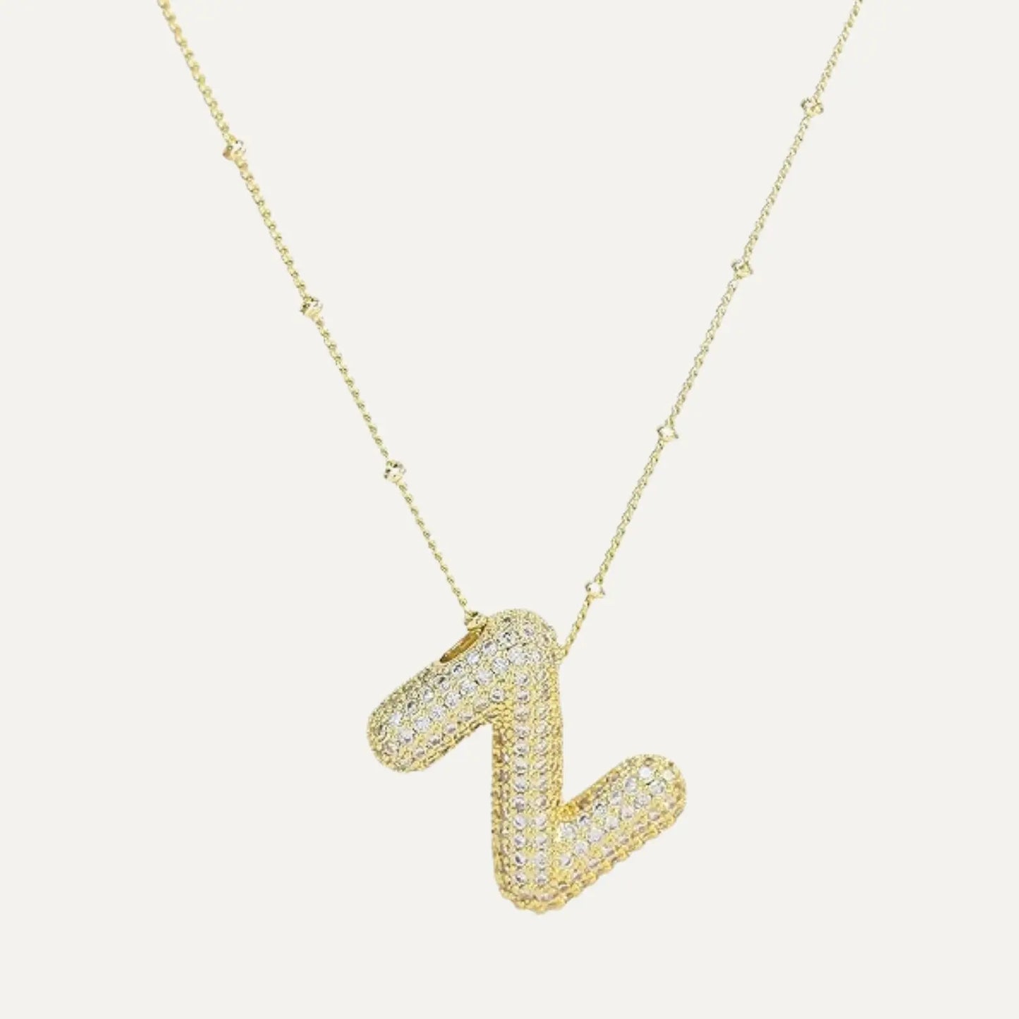 Gold Plated Balloon 26 Letter Necklaces Copper Zircon Bubble Initial Pendant Chunky Women Personality Chain Jewelry Kevoria