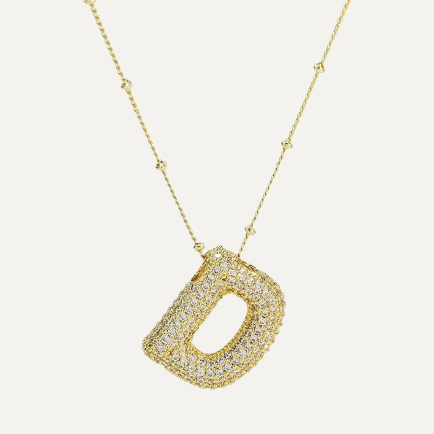 Gold Plated Balloon 26 Letter Necklaces Copper Zircon Bubble Initial Pendant Chunky Women Personality Chain Jewelry