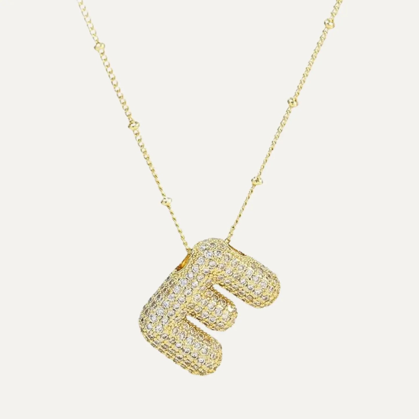 Gold Plated Balloon 26 Letter Necklaces Copper Zircon Bubble Initial Pendant Chunky Women Personality Chain Jewelry Kevoria