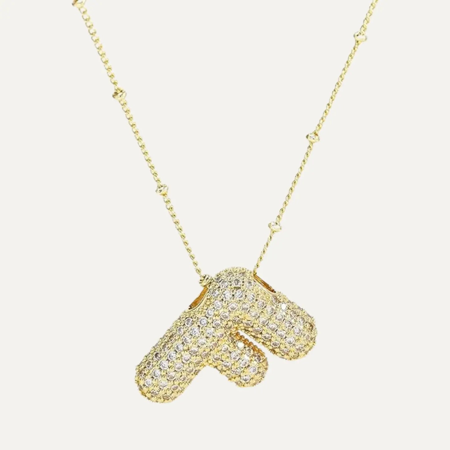 Gold Plated Balloon 26 Letter Necklaces Copper Zircon Bubble Initial Pendant Chunky Women Personality Chain Jewelry