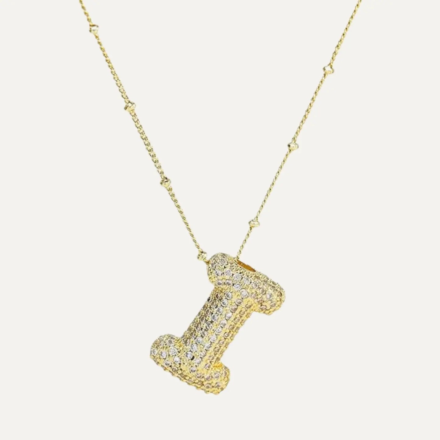 Gold Plated Balloon 26 Letter Necklaces Copper Zircon Bubble Initial Pendant Chunky Women Personality Chain Jewelry