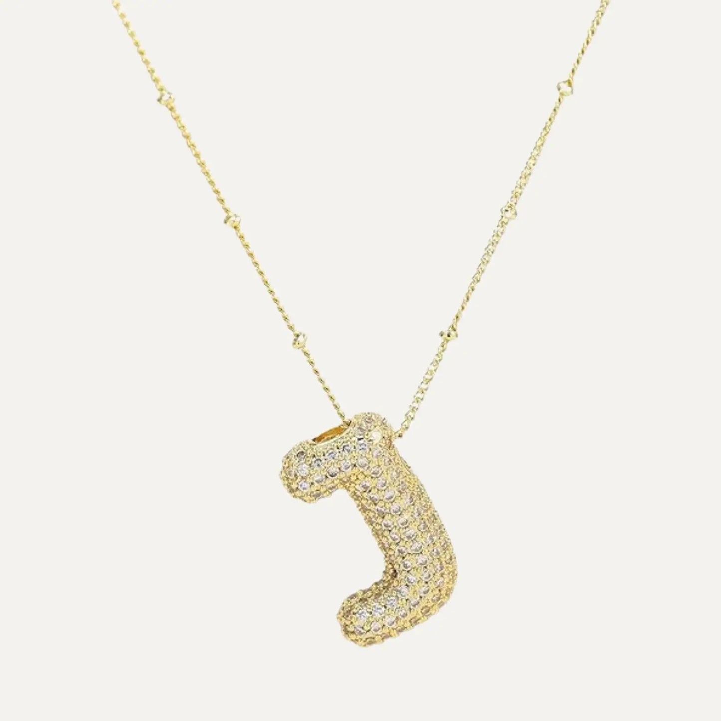 Gold Plated Balloon 26 Letter Necklaces Copper Zircon Bubble Initial Pendant Chunky Women Personality Chain Jewelry
