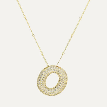 Gold Plated Balloon 26 Letter Necklaces Copper Zircon Bubble Initial Pendant Chunky Women Personality Chain Jewelry