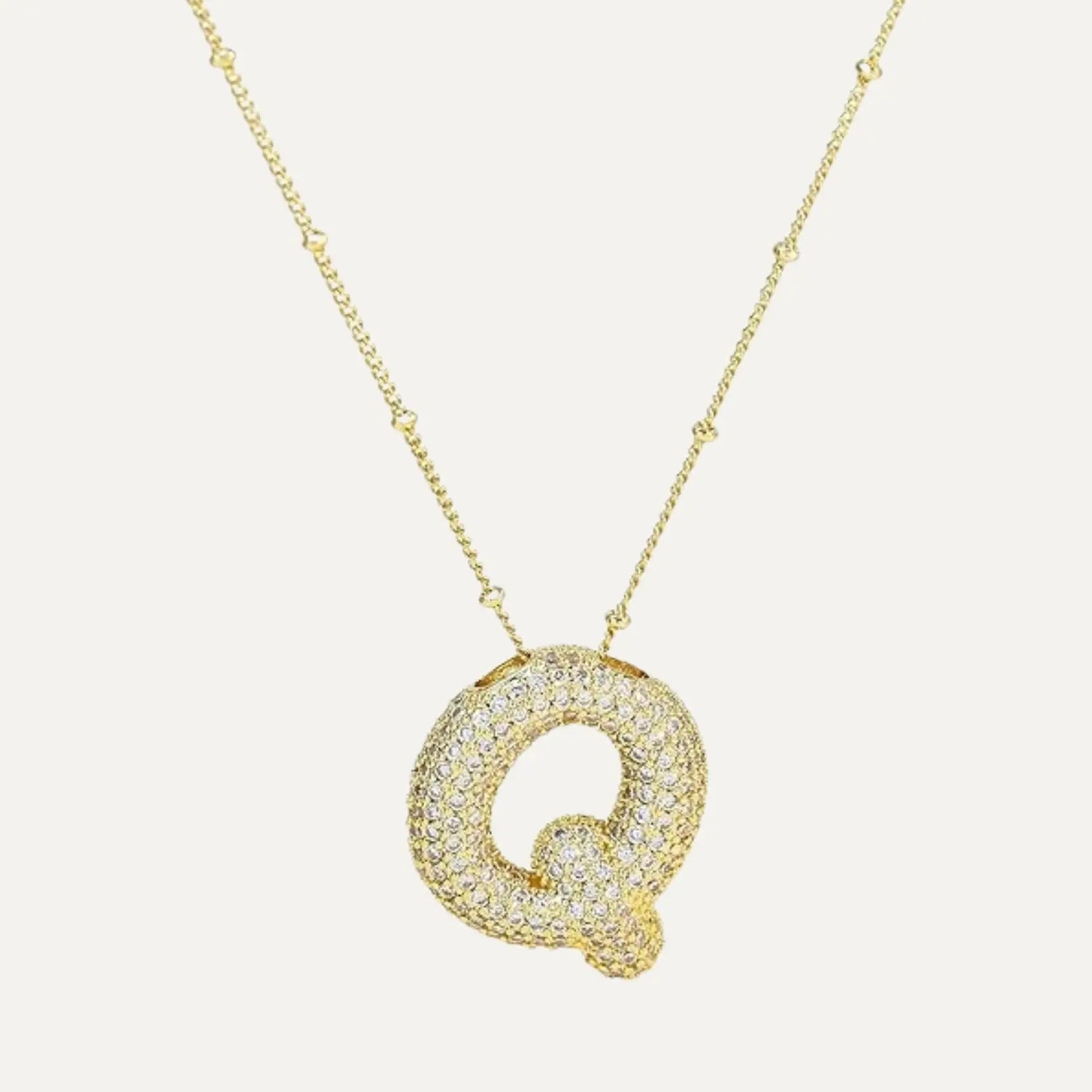 Gold Plated Balloon 26 Letter Necklaces Copper Zircon Bubble Initial Pendant Chunky Women Personality Chain Jewelry Kevoria