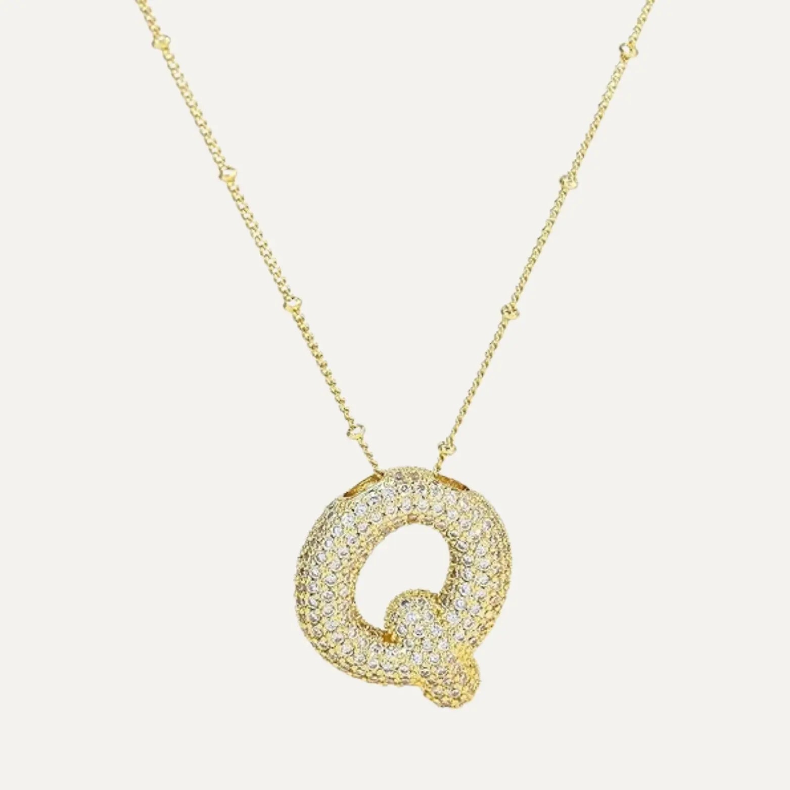 Gold Plated Balloon 26 Letter Necklaces Copper Zircon Bubble Initial Pendant Chunky Women Personality Chain Jewelry Kevoria