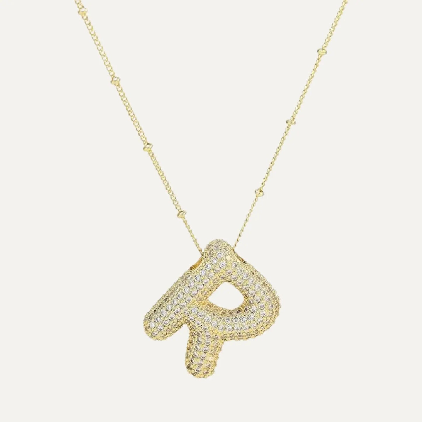 Gold Plated Balloon 26 Letter Necklaces Copper Zircon Bubble Initial Pendant Chunky Women Personality Chain Jewelry Kevoria