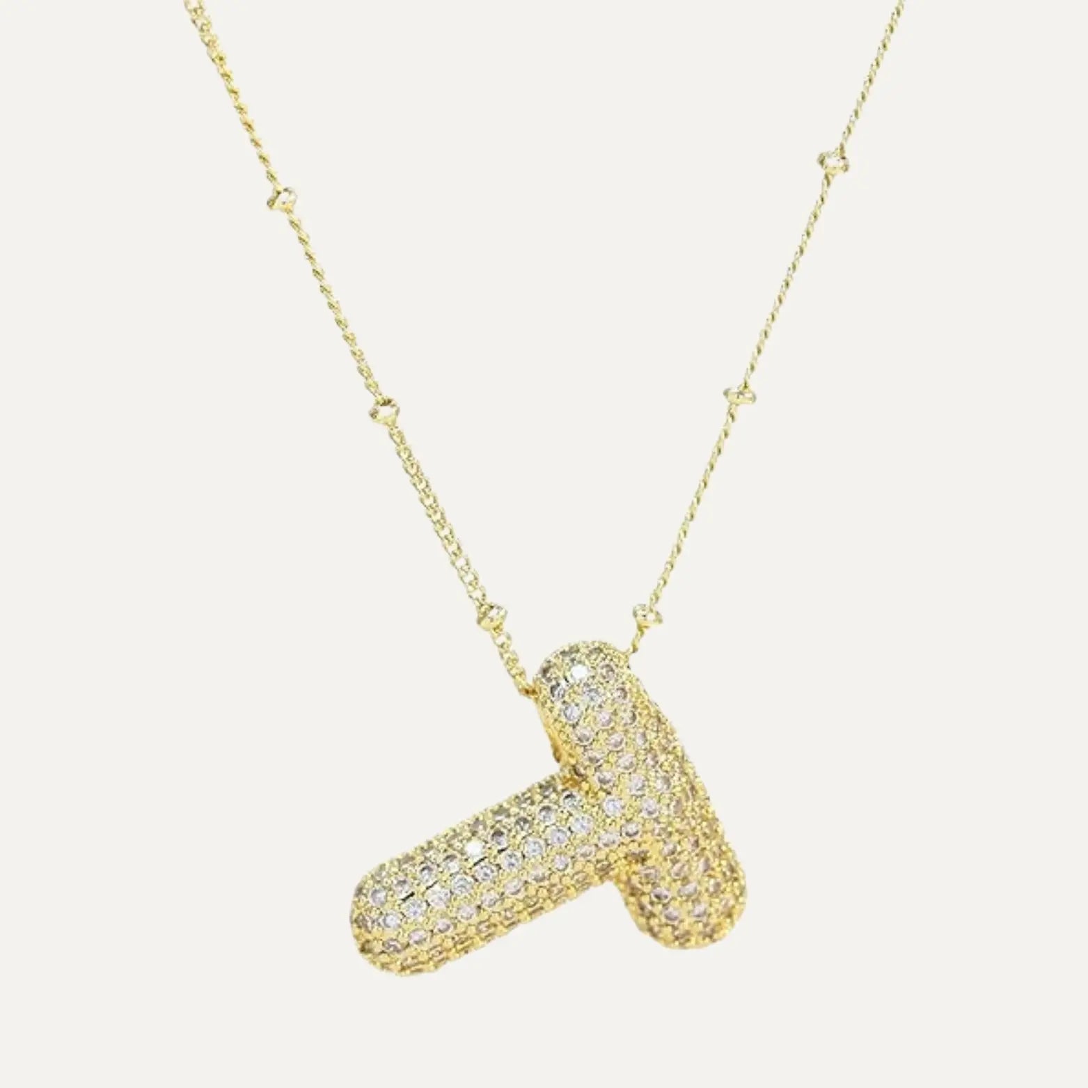 Gold Plated Balloon 26 Letter Necklaces Copper Zircon Bubble Initial Pendant Chunky Women Personality Chain Jewelry Kevoria
