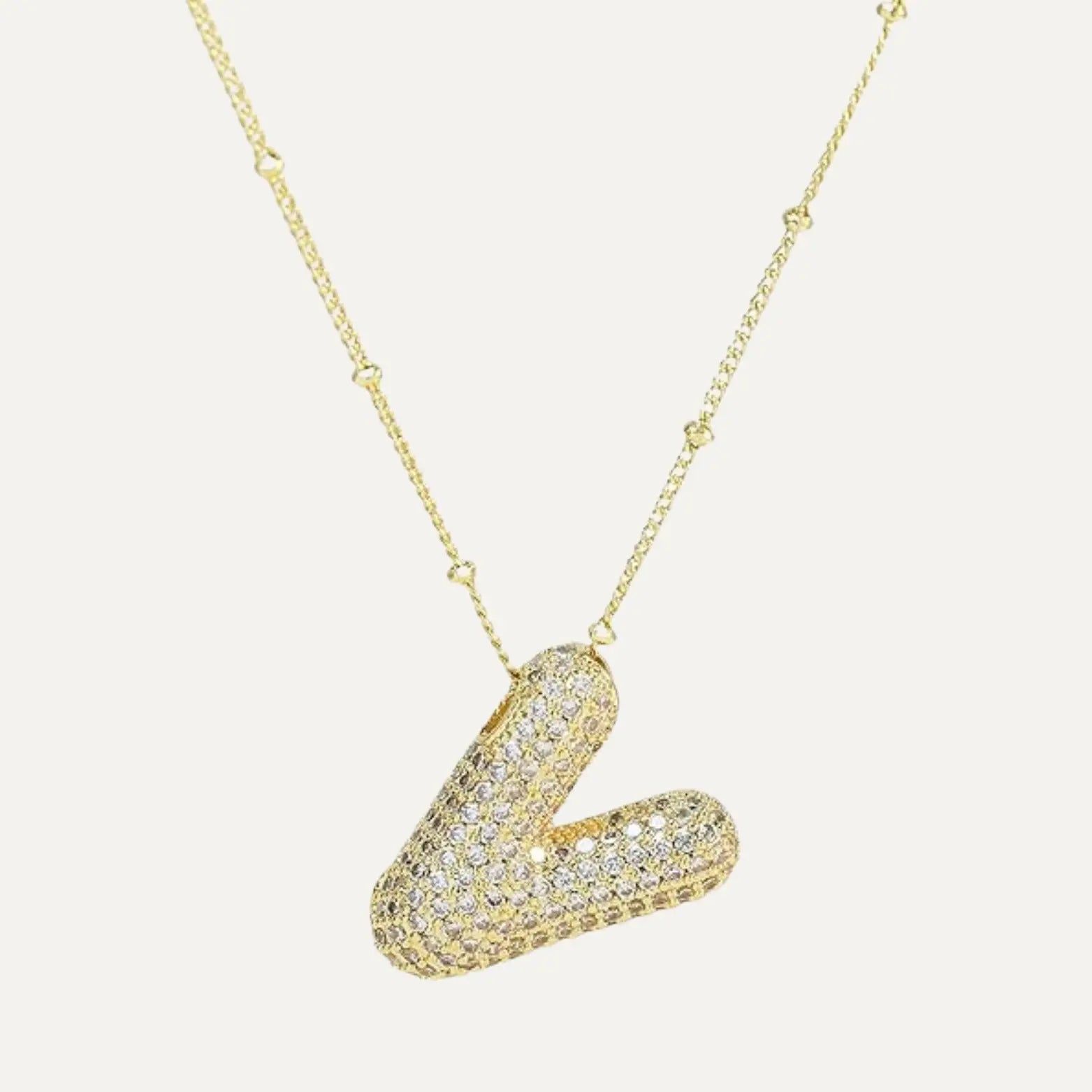 Gold Plated Balloon 26 Letter Necklaces Copper Zircon Bubble Initial Pendant Chunky Women Personality Chain Jewelry Kevoria