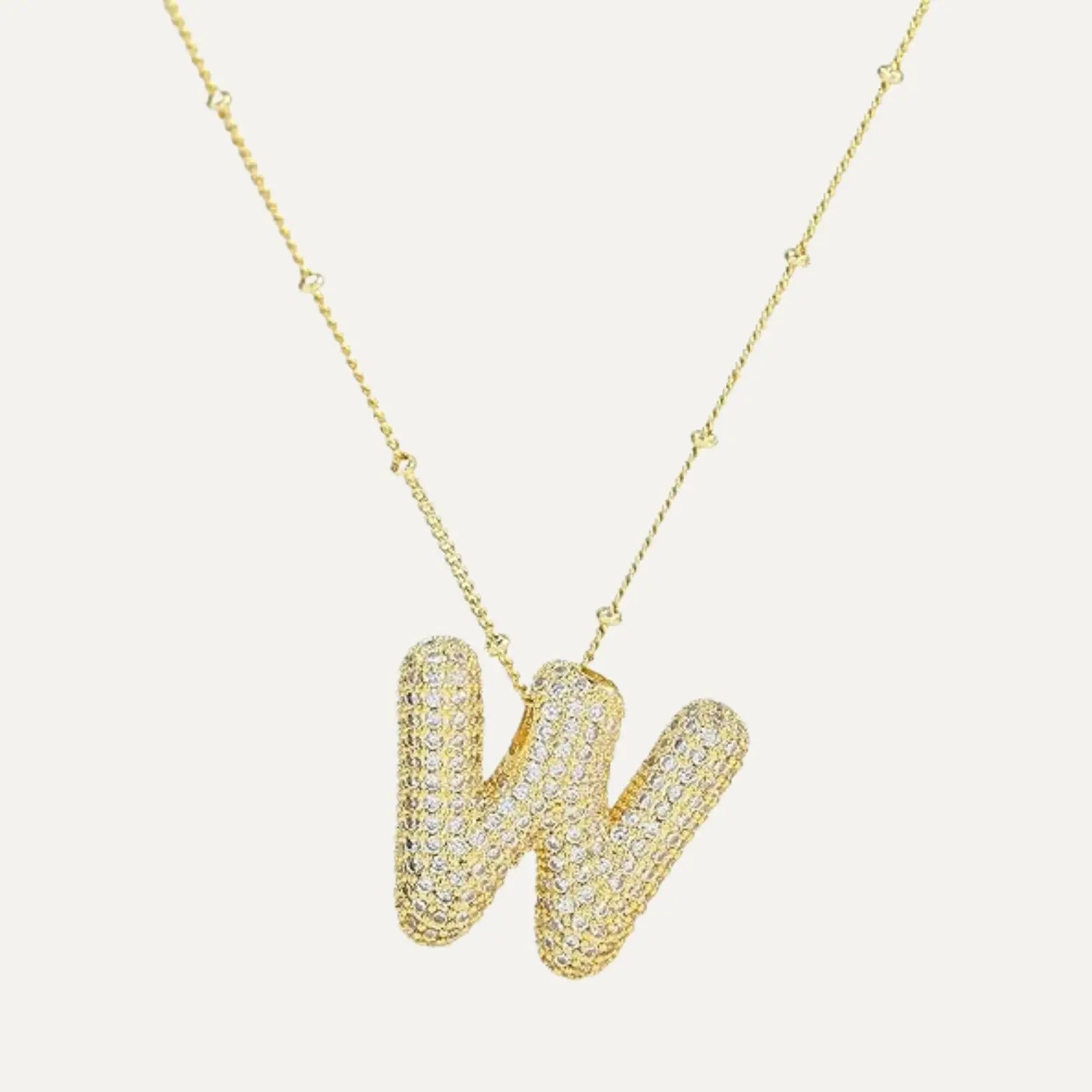 Gold Plated Balloon 26 Letter Necklaces Copper Zircon Bubble Initial Pendant Chunky Women Personality Chain Jewelry Kevoria